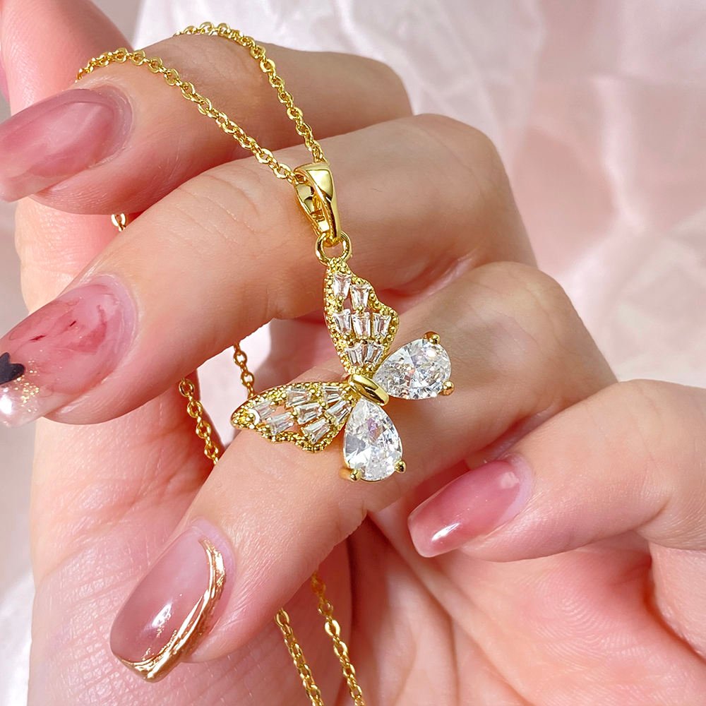 925 Sterling Silver Butterfly Pendant Necklace with Zircon Jewelry Pendants Charms for Parties - Image 4