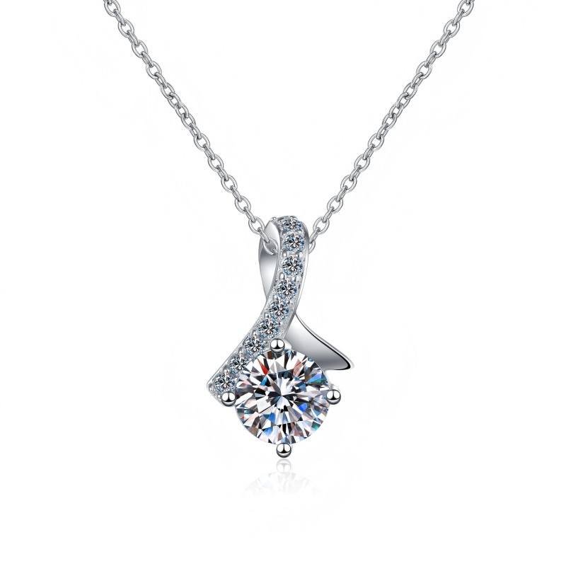 Women's 925 Silver Plated Moissanite Diamond Necklace Jewelry