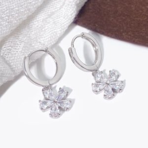 Wholesale 18K Gold Plated 925 Italian Silver Earrings Modern Waterproof Flower Designs Hoop Fine Jewelry