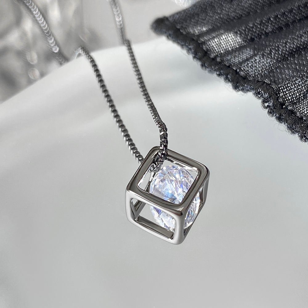 925 Sterling Silver Classic Style Block Ice Diamond Zirconia Pendant Necklace Wedding Women's Fine Jewelry - Image 3