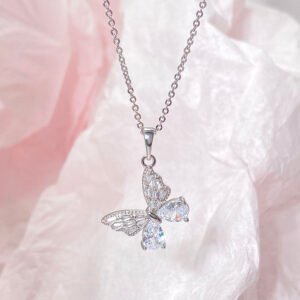 925 Sterling Silver Butterfly Pendant Necklace with Zircon Jewelry Pendants Charms for Parties
