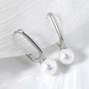 High Quality 925 Sterling Silver Pearl Hoop Earrings for Women Waterproof Jewelry for Weddings and Gifts