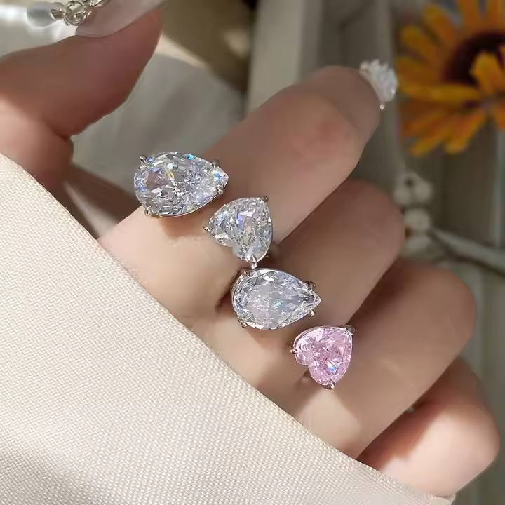 Diamond Ring No Fading 5A High Quality 925 Sterling Silver Cubic Zirconia Heart Shape Rings - Image 4