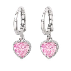 Baby Pink Heart Huggie Earring Women Girls