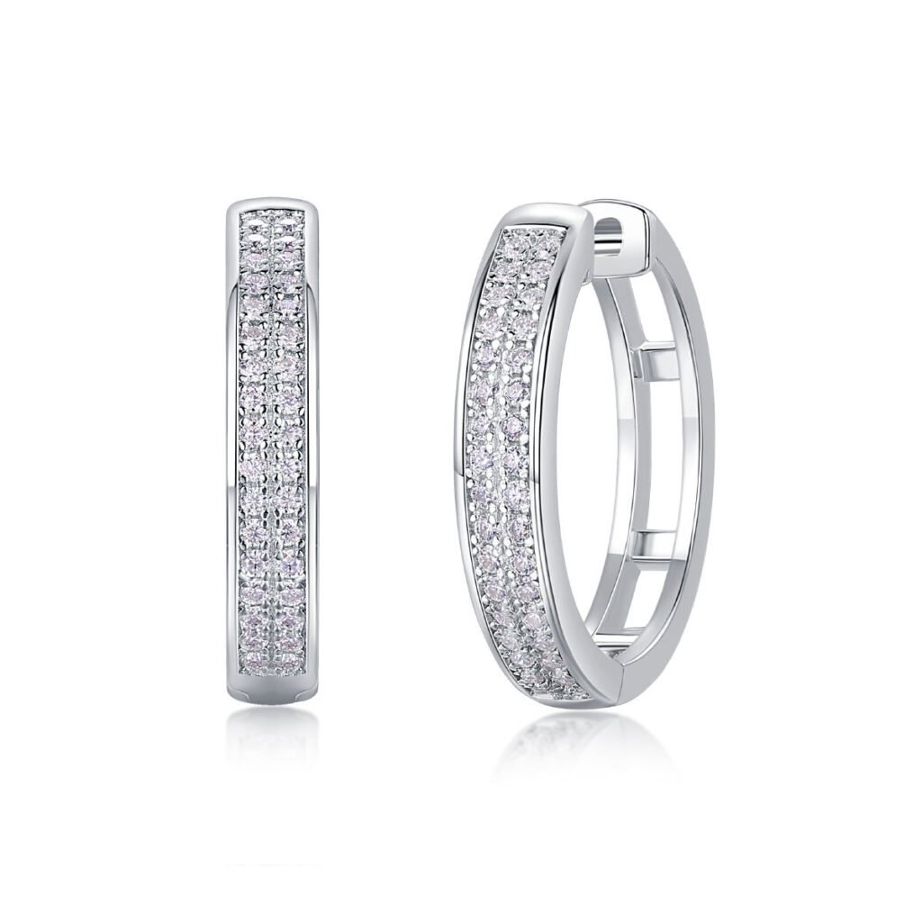 Diamond Earrings 925 Silver for men