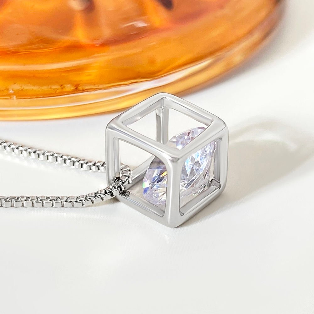 925 Sterling Silver Classic Style Block Ice Diamond Zirconia Pendant Necklace Wedding Women's Fine Jewelry - Image 4