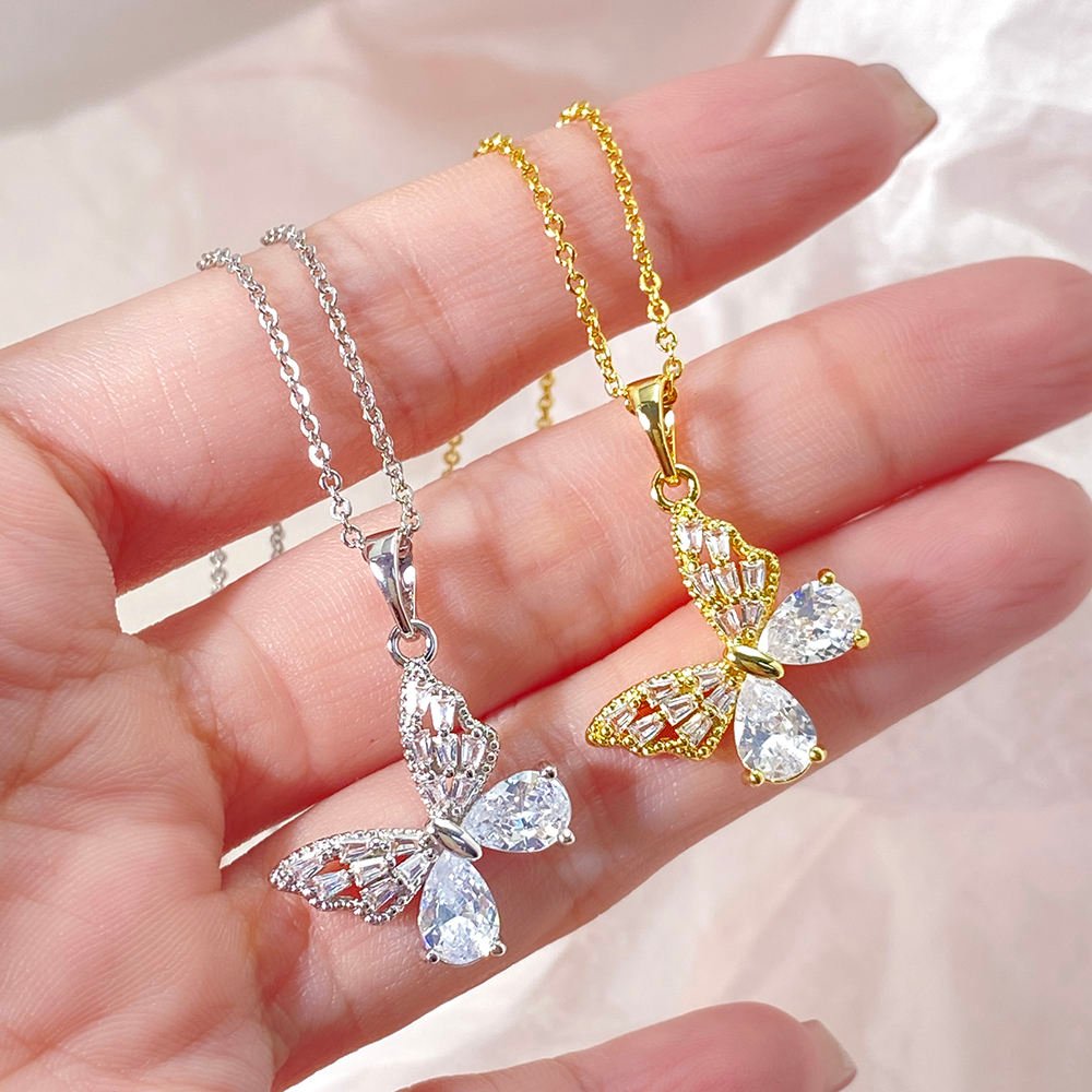 925 Sterling Silver Butterfly Pendant Necklace with Zircon Jewelry Pendants Charms for Parties - Image 3