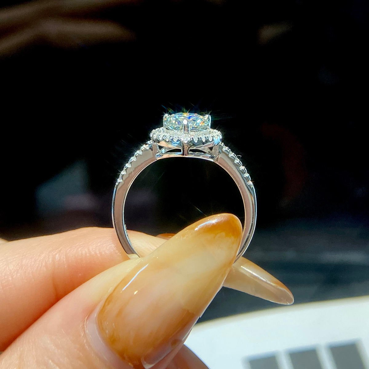 Diamond Moissanite Heart Shape Ring 925 Sterling Silver 1Carat for Women Engagement Jewelry - Image 2