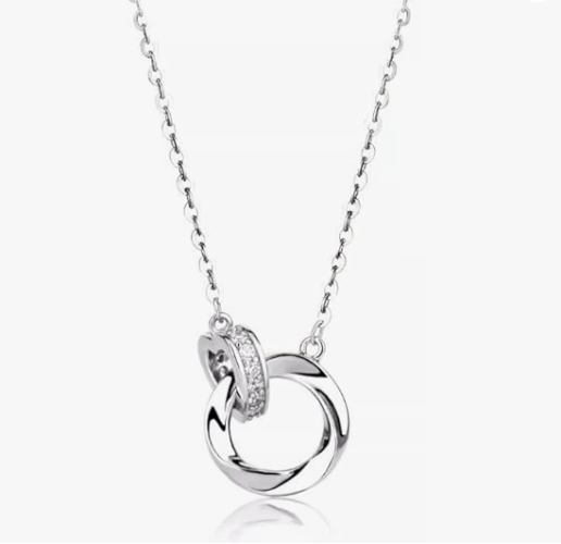 Crystal Mobius band 925 Sterling Silver Pendant Necklace