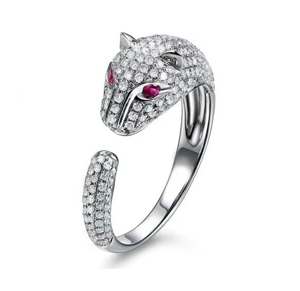 925 Sterling Silver Leopard Ring